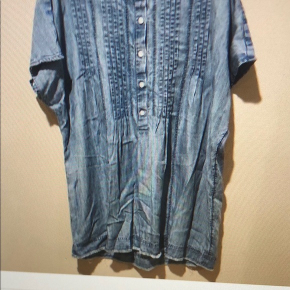 ❤️ J JILL PUNTUCKED CHAMBRAY TUNIC TOP, LARGE - Picture 1 of 1